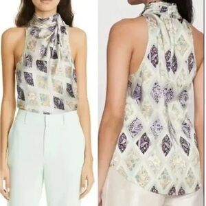 Cinq A Sept Adalynn Print Sleeveless Turtleneck